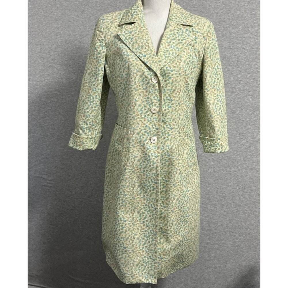 Vintage 90s Express Coat Womens M/L Green Floral Whimsical‎ Fairy Cottagecore